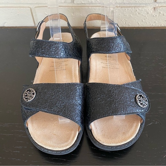 GANTER COMFORT BLACK LEATHER CORK SANDAL WOMEN'S EU 40 W $245 MADE IN BOSNIA - Picture 3 of 7